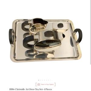 Christofle Silver and Black Art Deco Tea Set